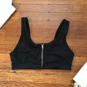 lululemon black zip-front sports bra - size 8